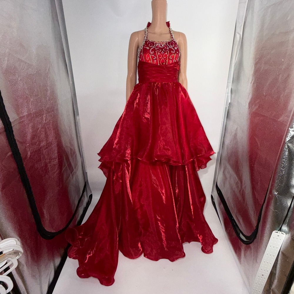 Sugar Kayne 4 Red Halter Tiered Cupcake AB Rhinestone Gown Vampire Dark Romance